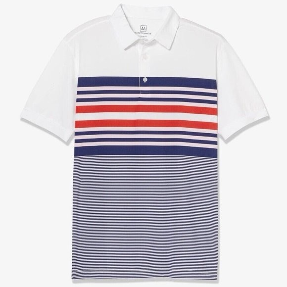 Mizzen+Main Other - Mizzen + Main Versa Performance Golf Polo Shirt SS Striped, White, Size Med
